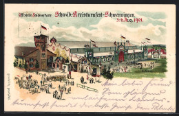 Lithographie Schwenningen, Schwäb. Kreisturnfest 1901, Festhalle, Ganzsache Württemberg, PP 11 C 53  - Autres & Non Classés