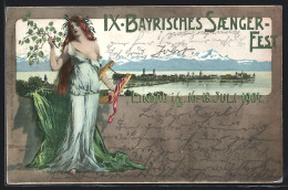 Künstler-AK Lindau, IX. Bayrisches Sängerfest 1904, Insel Gegen Die Alpen, Ganzsache Bayern  - Postkarten