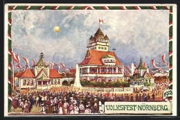 Künstler-AK Nürnberg, Volksfest 1908, Ganzsache Bayern  - Cartoline