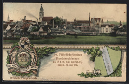 AK Roth B. Nürnberg, 24. Mittelfränkisches Bundesschiessen 1910, Ganzsache Bayern  - Postcards