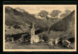 AK Mittelberg /Kleinwalsertal, Dorf Mit Kirche Am Hochgehren, Schüsser, Fiderepass U. Schafalpenköpfen  - Altri & Non Classificati