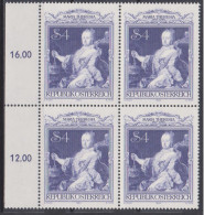 1980 , Mi 1639 ** (3) - 4er Block Postfrisch - 200. Todestag Von Kaiserin Maria Theresia - Neufs