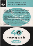 Folder - 40ste Verjaardag Van De Sabena - Uitgifte Van Een Bijzonder Postzegel 1963 - Altri & Non Classificati