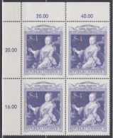 1980 , Mi 1639 ** (6) - 4er Block Postfrisch - 200. Todestag Von Kaiserin Maria Theresia - Ungebraucht