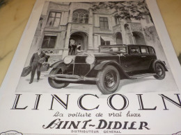 ANCIENNE PUBLICITE VOITURE MAGASIN LINCOLN  1929 - Publicités