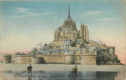 50 - Le Mont Saint Michel - Vue Générale - Coté De L'Est - Animée - Colorisée - Oblitération Ronde De 1915 - Etat Léger  - Le Mont Saint Michel