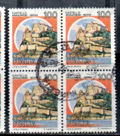 REPUBBLICA ITALY 1980 CASTELLI D'ITALIA CASTLES CASTELLO ARAGONESE ISOLA D'ISCHIA LIRE 100 QUARTINA BLOCK USATO USED - 1971-80: Gebraucht