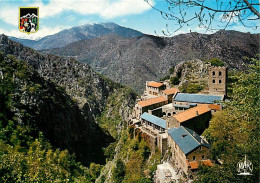 66 - Saint Martin Du Canigou - L'Abbaye - Vue Générale - Blasons - CPM - Voir Scans Recto-Verso - Other & Unclassified