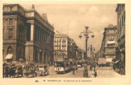 13 - Marseille - La Bourse Et La Canebière - Animée - Tramway - Automobiles - CPA - Voir Scans Recto-Verso - Canebière, Centre Ville