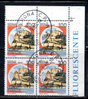 REPUBBLICA ITALY 1980 CASTELLI D'ITALIA CASTLES CASTELLO ARAGONESE ISOLA D'ISCHIA LIRE 100 QUARTINA BLOCK USATO USED - 1971-80: Used