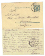 Österreich, 1904, Korresp.karte Mit Eingedr. 5Heller Frankatur, Stempel Wien U. Ungvar (13096W) - Cartes Postales