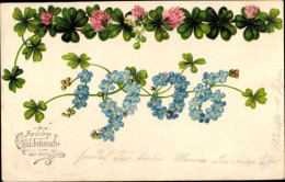 CPA Glückwunsch Neujahr, Jahreszahl 1906 Aus Vergissmeinnicht, Kleeblätter - Nieuwjaar