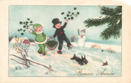 FETES ET VOEUX - Nouvel An - Des Enfants Jouant Dans La Neige - Colorisé - Carte Postale Ancienne - Neujahr