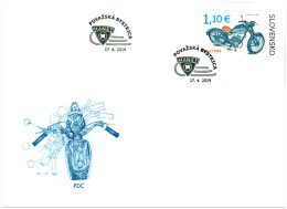 FDC 561-2 Slovakia Motorbike And Motorcycle 2014 - Motos