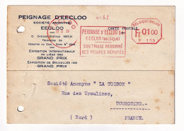 Belgique Peignage Eecloo 1939 Textile Société Anonyme La Toison Tourcoing Laine Blousse Wool - Cartas & Documentos
