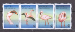 Angola 1999 Mi 1321-1324 In Strip MNH WWF - FLAMINGO BIRDS - Ungebraucht