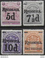 1909-11 Rhodesia 4v. Overprinted New Values MNH SG. N. 114/18 - Otros & Sin Clasificación