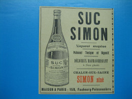 (1909) Liqueur SUC SIMON - Châlon-sur-Saône - Advertising