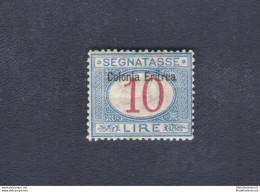 1903 ERITREA, Segnatasse N° 11 , "Colonia Eritrea" In Alto , 10 Lire Azzurro E - Eritrea