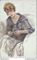 Cb266 Cartolina Art Deco Donnina Lady Donna Cupido Illustratore Artist Terzi - Altri & Non Classificati