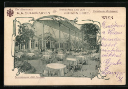 AK Wien, Etablissement K. K. Volksgarten, Restaurant & Café Johann Seidl  - Autres & Non Classés