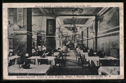 AK Wien, Gastwirtschaft Franz Und Joh. Diglas, Singerstrasse 6, Interieur  - Autres & Non Classés