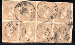 3308,2 L. LARGE HERMES BLOCK OF 8 - Used Stamps