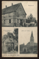 67 - GERSTHEIM  - GRUSS AUS - WIRTSCHAFT - SPEZEREIHANDLUNG VON LUDWIG FUCHS - KIRCHE UND WACHTHAUS - Autres & Non Classés