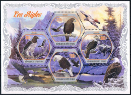 Bloc Sheet Oiseaux Rapaces Aigles Birds Of Prey Eagles Raptors   Neuf  MNH **   Ivory Coast Côte D'Ivoire 2018 - Aigles & Rapaces Diurnes