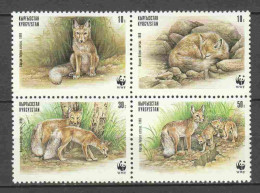 Kyrgystan 1999 Mi 168-171 In Block Of 4 MNH FOXES WWF - Neufs