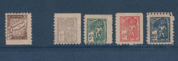 LOT De 5 TIMBRES De La POSTE ENFANTINE Avec 4 TYPES SAGE Et 1 TIMBRE TAXE - 1876-1898 Sage (Tipo II)