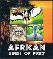 Bloc Sheet Oiseaux Rapaces Birds Of Prey  Raptors   Neuf  MNH **   Liberia 2015 - Aigles & Rapaces Diurnes