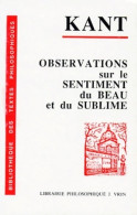 Observations Sur Le Sentiment Du Beau Et Du Sublime (2000) De Emmanuel Kant - Psicología/Filosofía