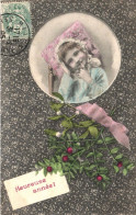 CHILD, GIRL, PORTRAIT, FLOWERS, NEW YEAR,  FRANCE, POSTCARD - Portraits