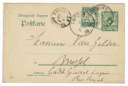 EP E.P. Entier Postale Ganzsache Deutschland Konigreich Bayern Bavaria Bavière Postkarte TUTZING 1905 - Postwaardestukken