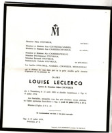 Wannebecq 1900 - Ogy 1974 , Louise Leclerq - Décès