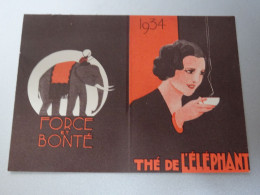 Calendrier 1934 Avec Publicité Thé De L Eléphant - Tamaño Pequeño : 1921-40