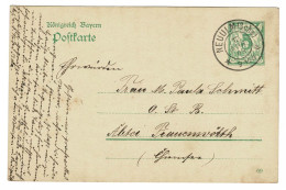 EP E.P. Entier Postale Ganzsache Deutschland Konigreich Bayern Postkarte Neu-Ulm Schwaben - Postal  Stationery