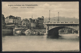 AK Lüttich, Zerstörte Maasbrücke  - Liège