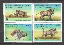 Djibouti 2000 Mi 678-681 MNH WWF - WILD BOAR - Ongebruikt