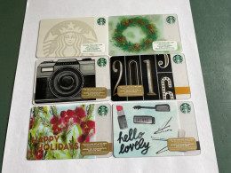 - 7 - Starbucks Gift Card 6 Different Cards - Gift Cards