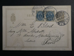 DP18  DANEMARK  BELLE CARTE ENTIER  1896 COPENHAGUEN   A PARIS FRANCE  + +AFF. INTERESSANT+++ - Ganzsachen