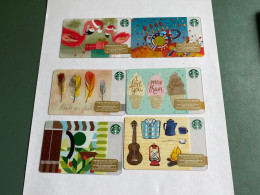 - 7 - Starbucks Gift Card 6 Different Cards - Gift Cards