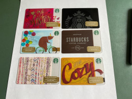 - 7 - Starbucks Gift Card 6 Different Cards - Gift Cards