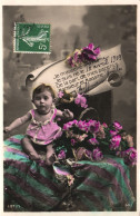 CHILD, GIRL, PORTRAIT, ROSES, FLOWERS IN BASKET, LETTER, FRANCE, POSTCARD - Portraits