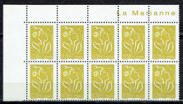 0,58 € Jaune-olive Type Marianne De Lamouche En Bloc De 10 - Unused Stamps