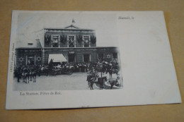 RARE,Hasselt,la Gare,Station,Fête Du Roi, 1901,belle Carte Ancienne Pour Collection - Hasselt