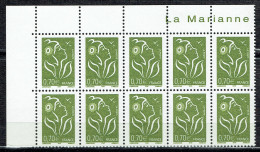 0,70 Vert-olive Type Marianne De Lamouche En Bloc De 10 - Neufs