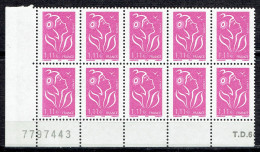 1,11 € Lilas Type Marianne De Lamouche En Bloc De 10 - Unused Stamps