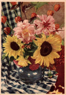 H2660 - Glückwunschkarte Blumen Sonnenblumen Künstlerkarte - Verlag Reichenbach DDR - Flowers